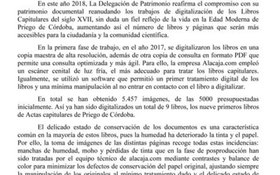 DIGITALIZACIÓN LIBROS DE ACTAS CAPITULARES ARCHIVO MUNICIPAL DE PRIEGO DE CÓRDOBA 2017-2018