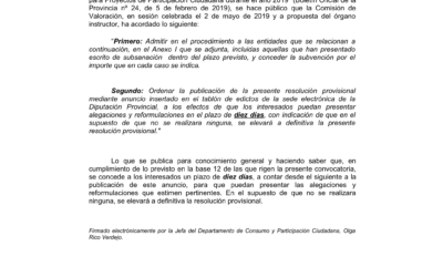 EL AYUNTAMIENTO RECIBE UNA SUBVENCIÓN PARA CONTINUAR CON EL PROYECTO DE PRESUPUESTOS PARTICIPATIVOS