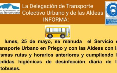 Reanudación del servicio de transporte urbano colectivo de Priego y aldeas.