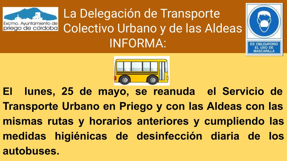 Reanudación del servicio de transporte urbano colectivo de Priego y aldeas. 1