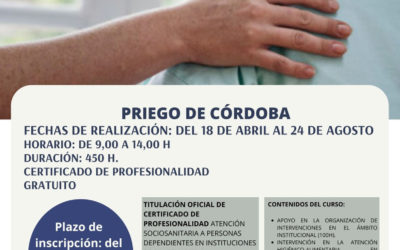 Curso F.P.E Atención Sociosanitaria A Personas Dependientes En Instituciones Sociales (SSCS0208) En Priego De Córdoba