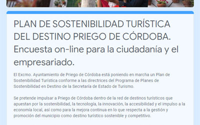 Plan de Sostenibilidad Turística del destino Priego de Córdoba. Cuestionario On-line VECINOS