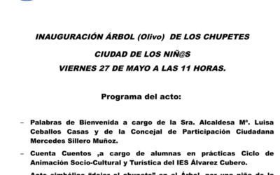 Inauguración Árbol (Olivo) De Los Chupetes Ciudad De Los Niñ@S Viernes 27 De Mayo A Las 11 Horas