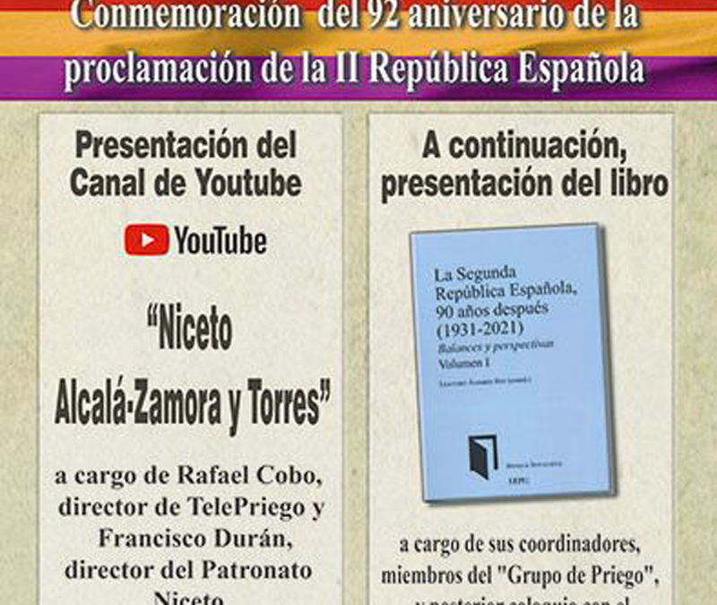 Inauguración Canal de Youtube y presentación del libro La Segunda República Española 90 años despues