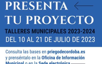 Bases de la convocatoria pública para la presentación de proyectos y gestión de Talleres Municipales organizados por el Área de Cultura.