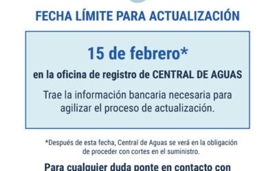 IMPORTANTE ACTUALIZACIÓN DE DATOS BANCARIOS PARA CLIENTES DE CENTRAL DE AGUAS