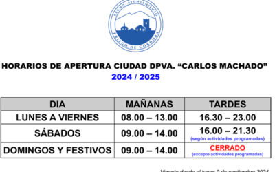 Horario de la Ciudad Deportiva «Carlos Machado» temporada otoño-invierno 2024/2025.